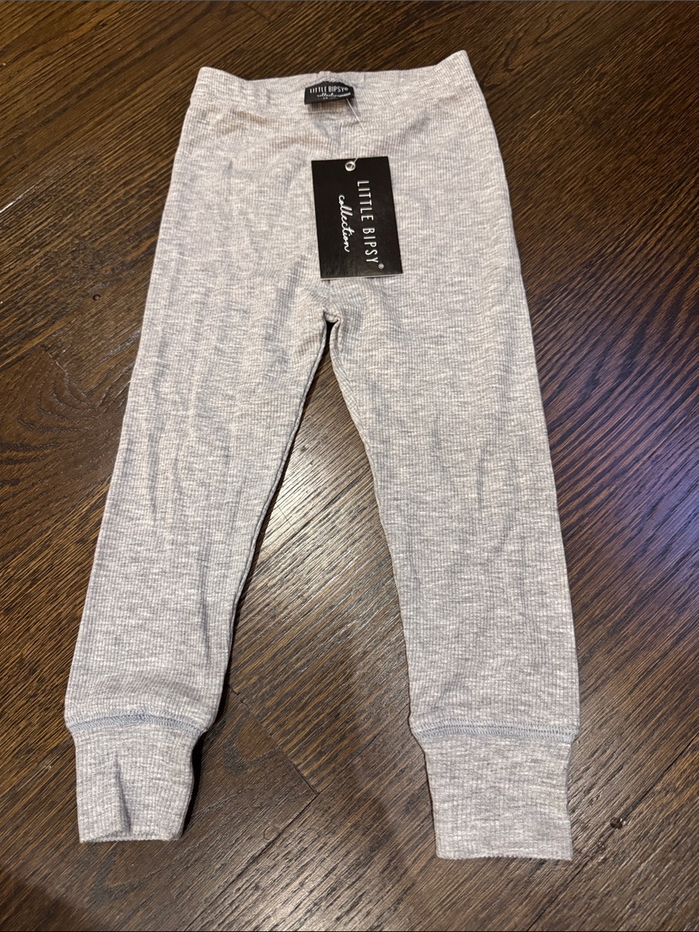 Little Bipsy Light Gray Ribbed Kids Leggings